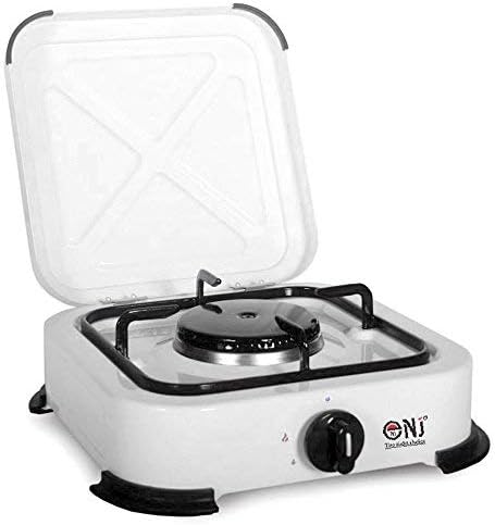 NJ-01 Camping Gas Stove Portable Single Burner LPG Cooker White Enamel Lid 2.2kW