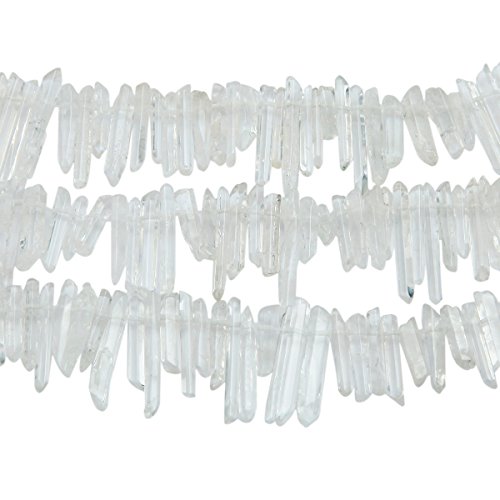 Sunyik Natural Rock Quartz Crystal Points Quartz Polished Sticks Spikes Point Beads 15 Inches Strand Drilled #TOP3