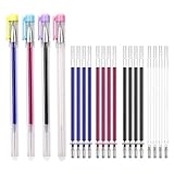 Penne Cancellabili a Caldo, 4 Colori Pennarelli per Tessuto Cancellabili Caldo con 20 Ricariche per Penna Sostituibili, Pennino di Marcatura Cancellabile al Calore in Tessuto per Vestiti, Cucito