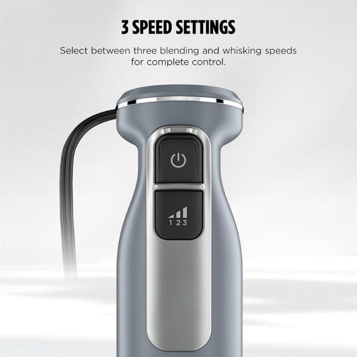 Power Duo Immersion Blender, 650-Watt Motor with 3 Speeds, Handheld Blender and Whisk for Soups, Sauces, and Smoothies