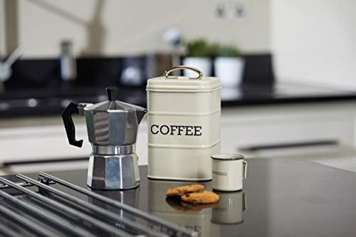 KitchenCraft Tea Coffee and Sugar Canisters, Stainless Steel, Antique Cream