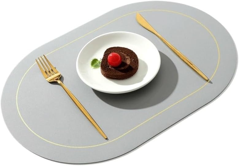 PVC Grease Proof Table Mat Hotel Home Table Mat Non-Slip Bowl Mat Oval Insulation Mat(C)