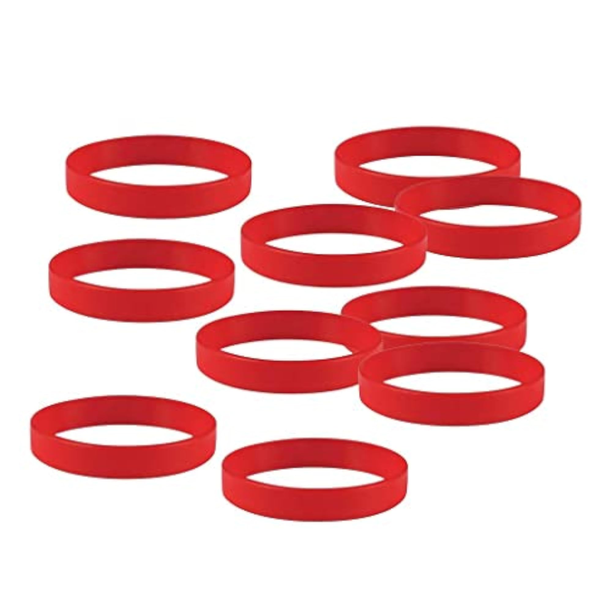 10 Pieces Pack Blank Silicone Wristbands Rubber Bracelet Red