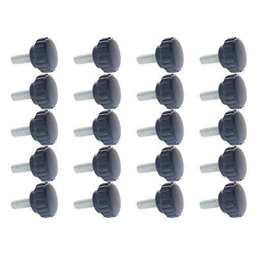 Image of Othmro M6x20mm Male Thread Thumb Screw Knobs 20pcs, Length 15mm Threaded Knurled Clamping Grip Thumb Screw on Type Round Head Clamping Thread Knobs Black