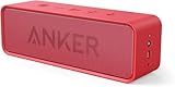 Anker SoundCore Bluetooth Speaker with 24-Hour Playtime, 66-Foot Bluetooth Range & Built-in Mic, Dual-Driver Portable Wireless Speaker with Low Harmonic Distortion and Superior Soun (Red)