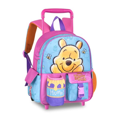 Mochila Carrinho com Lancheira Ursinho Pooh Kit Escolar Infantil Feminino