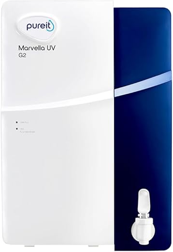 Pureit Marvella G2 UV 4 Stage Table Top/Wall Mountable White & Blue 4 litres Water Purifier (Not Suitable for tanker or borewell water)