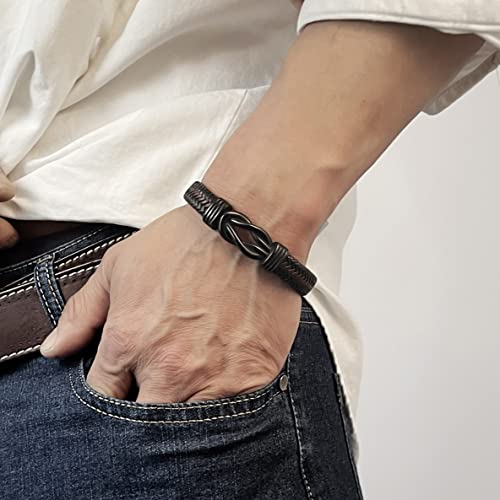 Husband Birthday Gifts Idea From Wife Mens Gift Anniversary For Husband Unique Love Gifts For Him Gifts Memorial Valentine's Day Christmas Brown Braided Leather Bracelets To My Husband Men's Jewelry #TOP1