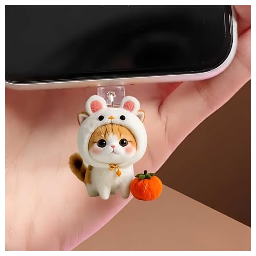 Adorable Cat Dust Plug Acrylic Charms for electronic products,Type-C Charging Port Dust Plugs Pendant Compatible with E-Reader Phone Tablet, Gift for Christmas, Birthday, Anniversary Day