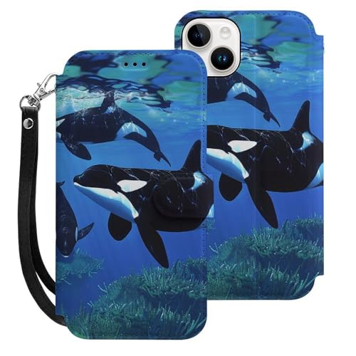 HKMNLEW iPhone 15 Plus�p�t���b�v�E�H���b�g�P�[�X ���X�g�X�g���b�v�t���A�V���`�̃X�C���A�����O�v�����g PU���U�[�ϏՌ��g�ѓd�b�P�[�X�J�o�[ �J�[�h�z���_�[&�L�b�N�X�^���h�t��