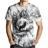 GHUALURU Casual Wolf T-Shirt for Men Animal Graphic T-Shirts Short Sleeve,Wolf White,XL