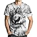 GHUALURU Casual Wolf T-Shirt for Men Animal Graphic T-Shirts Short Sleeve,Wolf White,XL