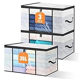 Photo Gallery vasmeiy 3 pezzi 35l scatole per armadio trasparenti, contenitori per armadio pieghevoli, con coperchio e maniglia, per abbigliamento, vestiti, piumoni, magliette, coperte e biancheria da letto Photo Gallery vasmeiy 3 pezzi 35l scatole per armadio trasparenti, contenitori per armadio pieghevoli, con coperchio e maniglia, per abbigliamento, vestiti, piumoni, magliette, coperte e biancheria da letto