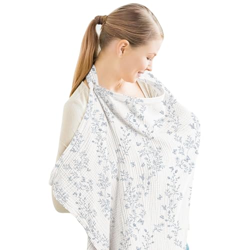 Image of Konssy Muslin Nursing Cover Up for Breastfeeding with Rigid Hoop