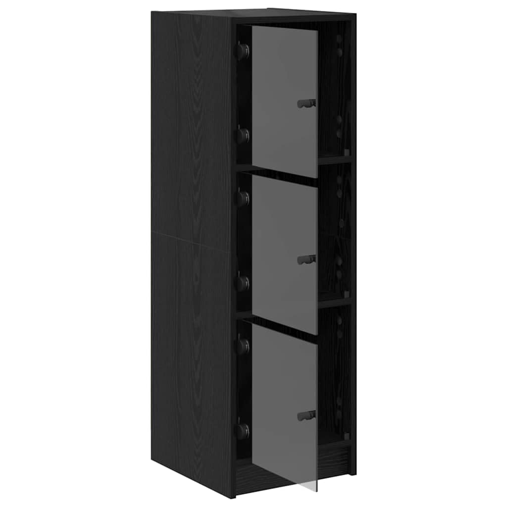 vidaXL Alacena Roble Negro 35 x 37 x 109 cm Madera contrachapada, Comedor, aparador rústico, Mueble versátil, Almacenamiento en Madera, Armario con Puerta de Vidrio