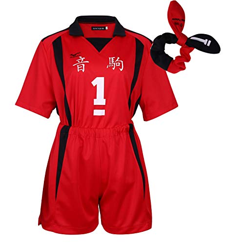HEQU Haikyuu Cosplay Womens Anime Haikyuu Volleyball Club Kuroo Tetsurou Costume Short Tracksuit and Hair Band Set(m Red)