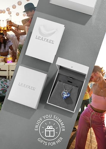 Leafael Necklaces For Women, Infinity Love Heart Pendant With Light Sapphire Blue Birthstone Crystal For March & December, Jewelry Gifts For Wife, Silver Plated 18 + 2 Inch Chain, Her Mom's Birthday #TOP4