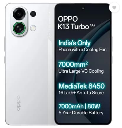 OPPO K13 Turbo 5G, White Knight (8GB, 128GB)