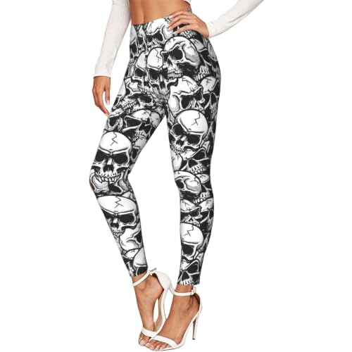 Leggings de calaveras para mujer mallas elásticas largas de yoga cómodas