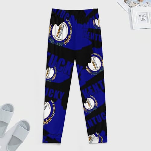 Kentucky Map Flag United States Men's Pajama Bottoms Sleep Lounge Soft Comfy Pants Sleepwear4