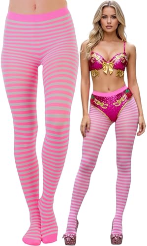 Image of ToBeInStyle Women's Thin Horizontal Stripe Opaque Tights Pantyhose - Regular or Plus