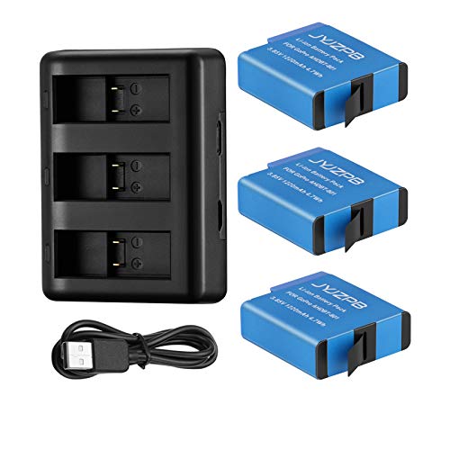 JYJZPB Hero 8/7/6 Replacement Batteries(3 Packs) and 3-Channel Battery Charger Compatible with GoPro Hero 8 Black, GoPro Hero 7 Black, and GoPro Hero 6 Black (Fully Compatible with Original)