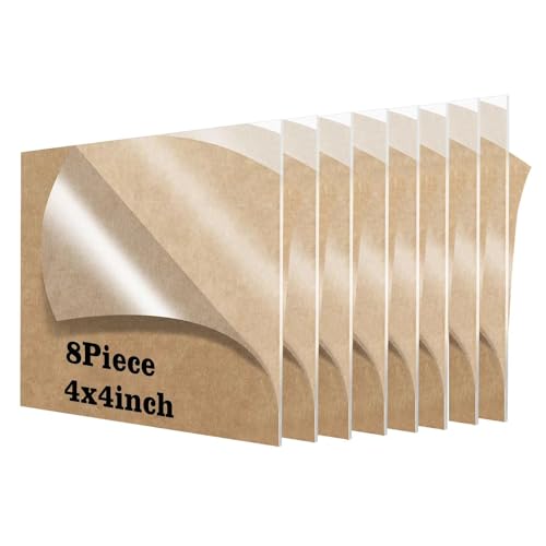 Image of Lesnlok 4 x 4 Acrylic Sheet 1 /8 Thick 3mm 8 Pieces Plexiglass Sheet,for Sign,Craft,Photo Frame, DIY Display Projects (8, 4 x 4 x 1 /8)