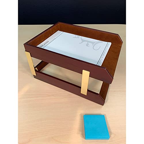Dacasso Mocha Leather Double Letter Tray (A3020) #TOP5