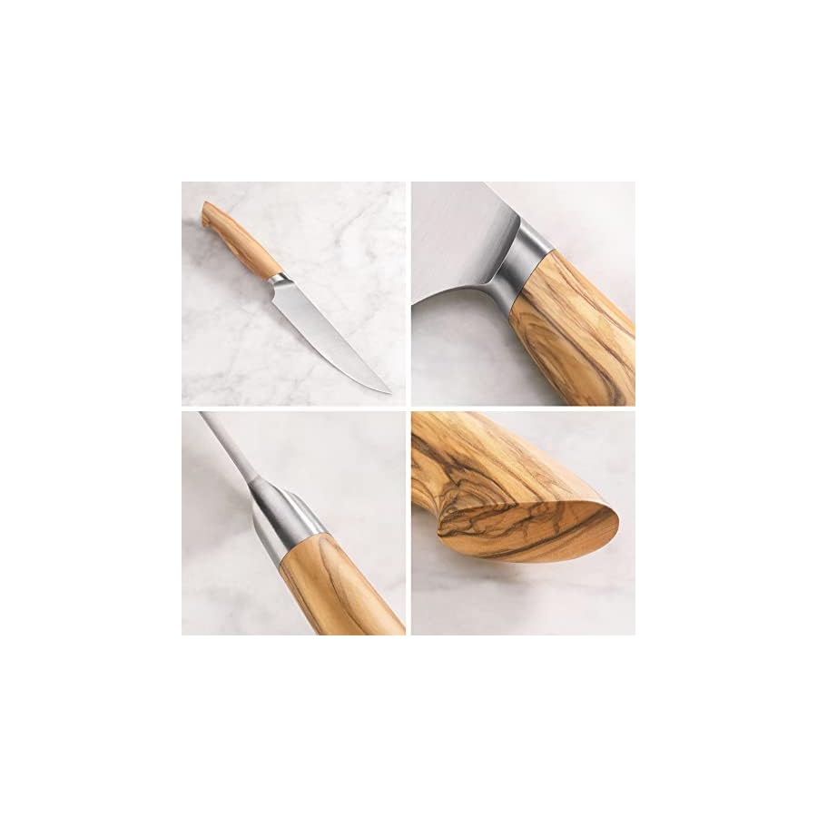 Cangshan OLIV Series 4-Piece Fine-Edge Steak Knife Set, Forged Swedish 14C28N Steel, 501653