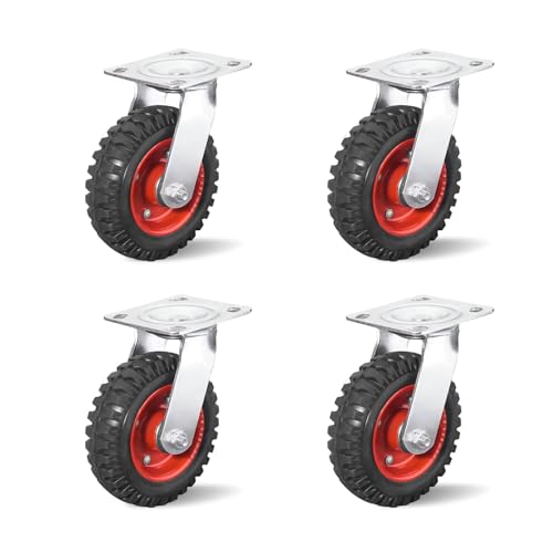 6 Inch Caster Wheels, Casters Set of 4 Heavy Duty, Industrial Castors for Moving Needs, Plate Castor Wheels Perfect for Furniture, Equipment (6INCH Swivel,4pk)