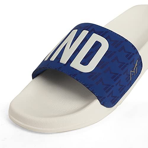 Image of CHUPPS Chupps X Mi Official Sliders White & Royal Blue Chupps Drift Orthopedic Slippers | Soft Footpharma Footbed | Breathable Ventilation Holes | Lightweight Flip Flops | Anti-Skid Chappals for Everyday For Womens