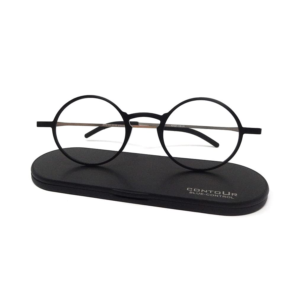 CONTOUR ZIPO - Occhiali da lettura o vista stanca, con filtro di luce blu per computer e schermi, ultra leggeri e super resistenti, con custodia in alluminio ultra sottile