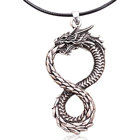 SIMUR Drachen Halskette, mittelalterliche Wikinger Silber Drachen keltische Halskette Drachen Anhänger Cover