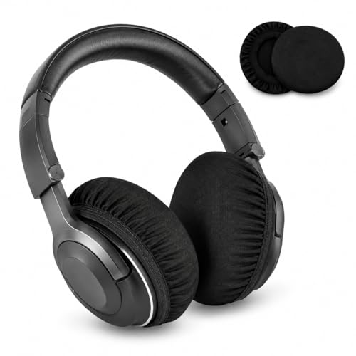 Image of Street27 Headphone Ear Cushion Cover for ATH, Sony, Edifier & More | Stretchable Fabric Ear Pad Covers Sweat Resistant Protector for 4-8cm Headphone Earpads (1 Pair, Black)