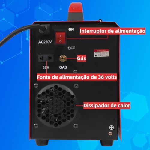 Inversora Solda Multiprocesso Sem/Com Gás Tig Mig Mma 4 Em 1 Cor Vermelho Frequência 220v 50 Hz/60 H