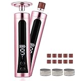 足用電動カルスリムーバー 充電式ペディキュアツール フットファイルグラインダー 9段階速度調整可能 サンディングヘッド2個 ビット10個 サンディングペーパー30枚 LCDディスプレイ (ローズ)