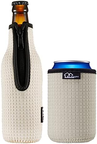 WK IEASON Beer Bottle Sleeve Insulators 12oz 330ml Standard Beer Bottle Cooler Covers Zip-up Bottle Jacket 12OZ Standard Can Sleeves Coolie Neoprene Insulator Coolers koozies coozies for cans (Grey)