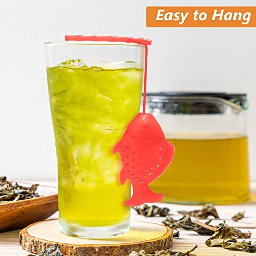 Veiren 6 Pieces Silicone Tea Strainers Creative Fish Shape Loose Leaf Tea Infuser With Long Handle Lanyard Reusable Tea Interval Diffuser Tea Cup Filter For Herbal Spice, Random Colors #TOP5