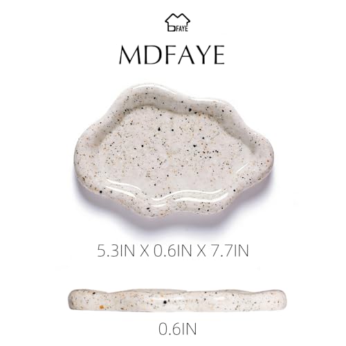 Image of Jewelry Dish Trinket Tray for Women, Ring Dish Holder, Unique Cloud Shape Ceramic Plate Cute Things Vanity Aesthetic Room Decor Mother's Day Birthday Gifts (Marble Beige)