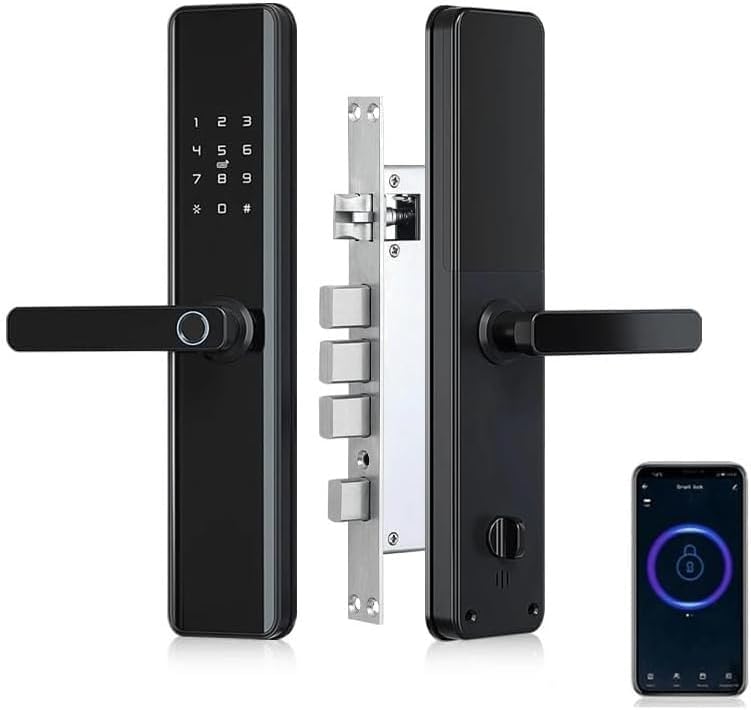 Miniatura 6 de Cerradura de puerta con asa  Teclado de pantalla táctil y timbre  Entrada sin llave (huella dactilar, contraseña, acceso de llave y control de