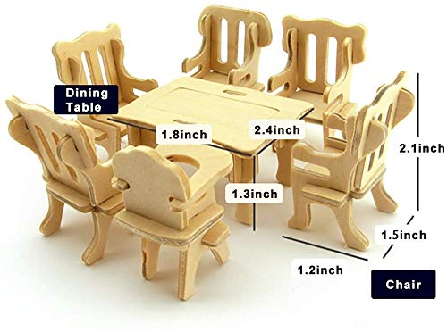 Loveinusa 3D Miniatures Furniture Set, Wooden Dollhouse Furniture Puzzle Diy House Room Mini Furniture Puzzle Gift For Kids #TOP1