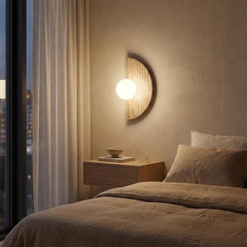 Aplique de pared de travertino amarillo y cristal lámpara g9 6