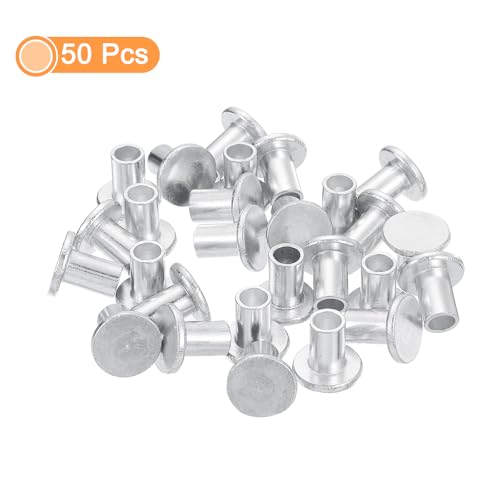 QUARKZMAN 50 Stück Halbhohlnieten, 8mm x 20mm Aluminium Rundkopf Halbhohlniete Metallniete für Industrie Haushaltsreparatur Befestigung, Silber