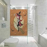 Vinilo adhesivo para ventana de baño, diseño de bruja con ojo volando, 60 cm de ancho x 90 cm de largo