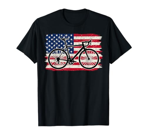 USA American Flag Bike Cyclist T-Shirt