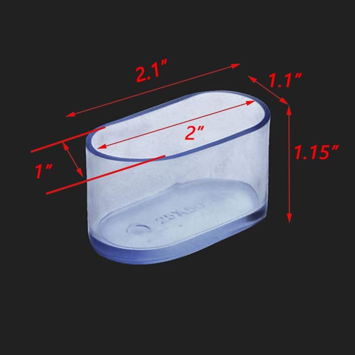 Dnyta 16pcs Clear Rubber Oval Chair Leg Covers 2.1""x 1.1"" Furniture Feet Protectors Rubber Hardwood Floor Protector for Table,Chair,Sofa,Bed, DT1493