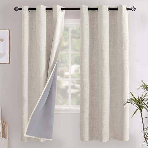 YoungsTex Linen Blackout Curtains 42 X 72 Inch for Bedroom 2 Panels