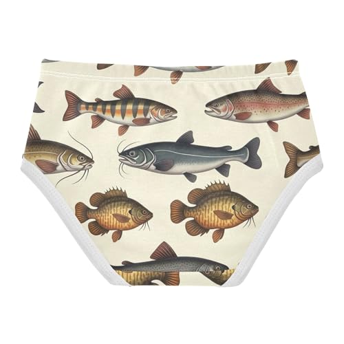 Fun Print Girls Underwear Toddler 2t Cotton Panties Little Girl Ancient Freshwater Fish Prints Beige Kids Undies Briefs2