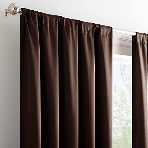 Eclipse Tricia Modern Room Darkening Thermal Rod Pocket Window Curtain For Bedroom (1 Panel), 52 In X 84 In, Espresso #TOP3