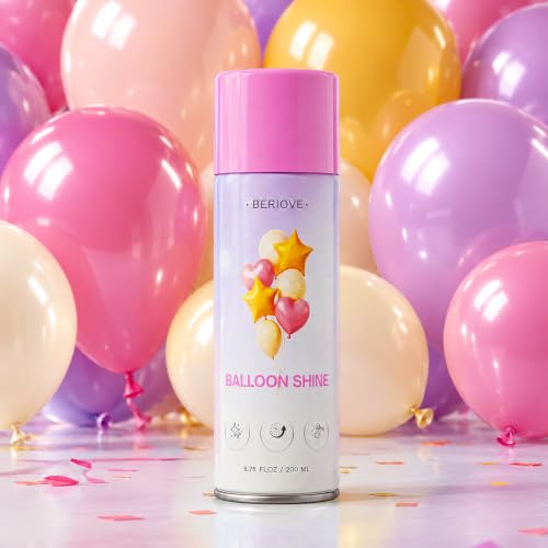 BERIOVE Balloon Shine Spray for Party: Fast-Drying Non-Greasy Polish for Latex Balloons - Long Lasting High Gloss & Glow for Birthday Wedding Party Decorations 6.76 oz